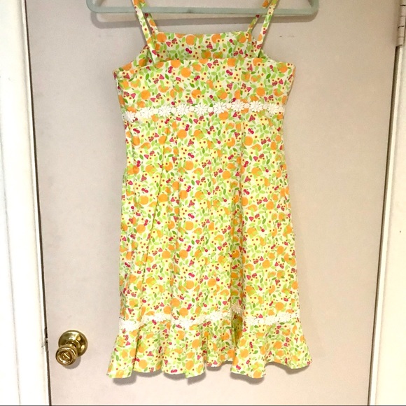 Lilly Pulitzer Dress Orange Cherry Daisy Girls 14 - Picture 2 of 4